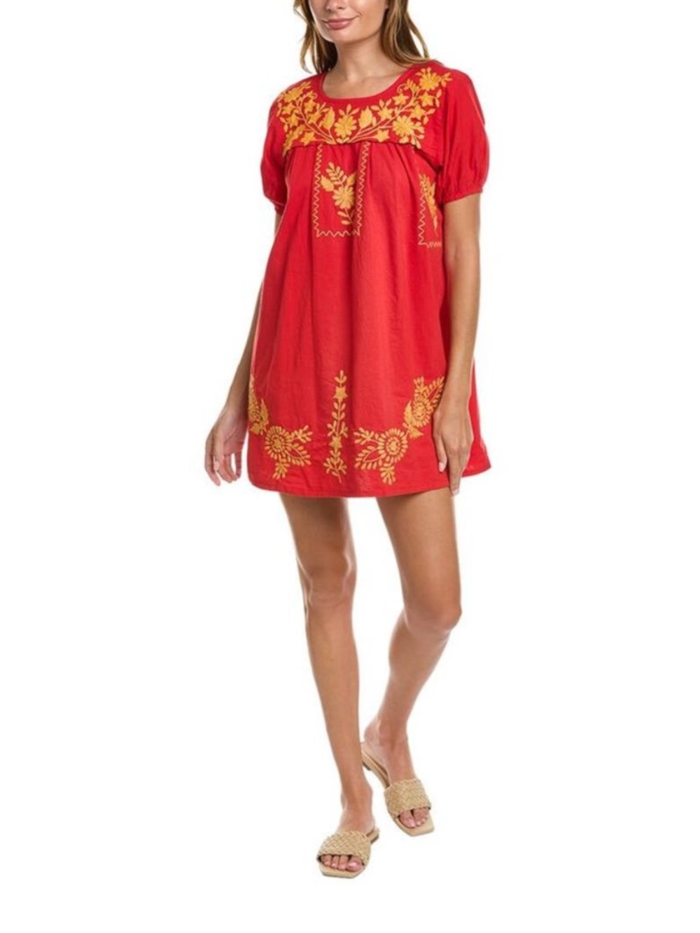 NWT Mer St. Barth Camille Embroidered Tunic Dress Scarlett Large